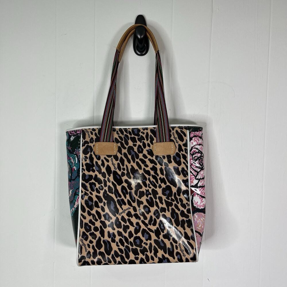 CONSUELA Leopard Print Multicolor Tote Bag – Rainbow Straps – Glitter Interior